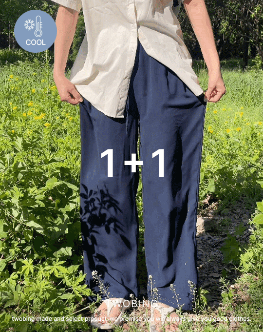 [1+1][남녀공용/3size] 쿨핏 린넨 아이스 핀턱 와이드팬츠 (4color)